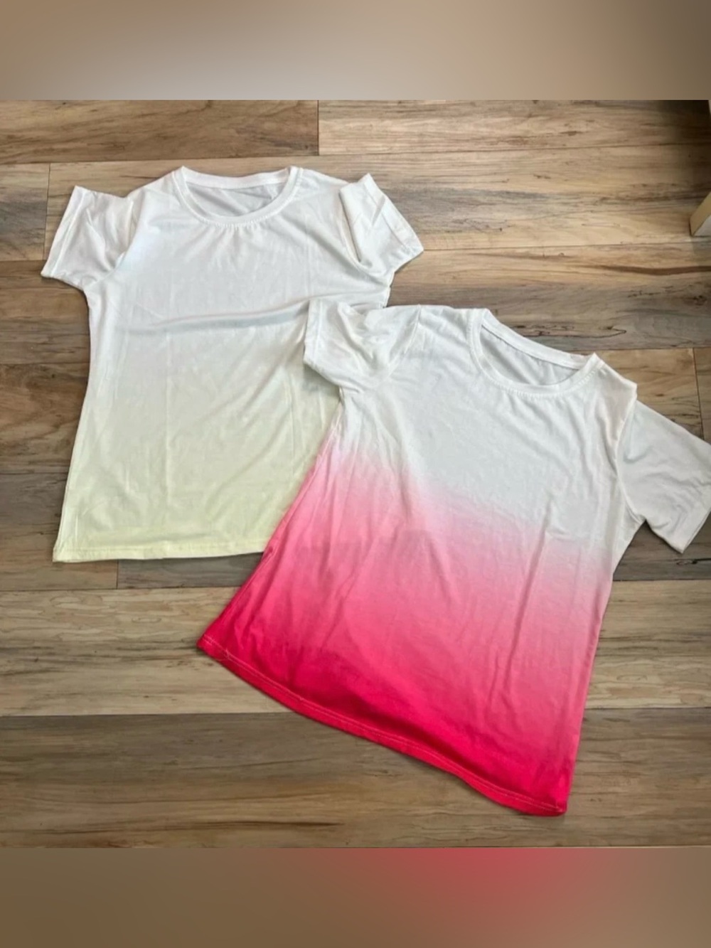 *TWO* Sz Medium - Ombré Hot Pink/ White & Yellow/White Tunic T-shirts - Women's